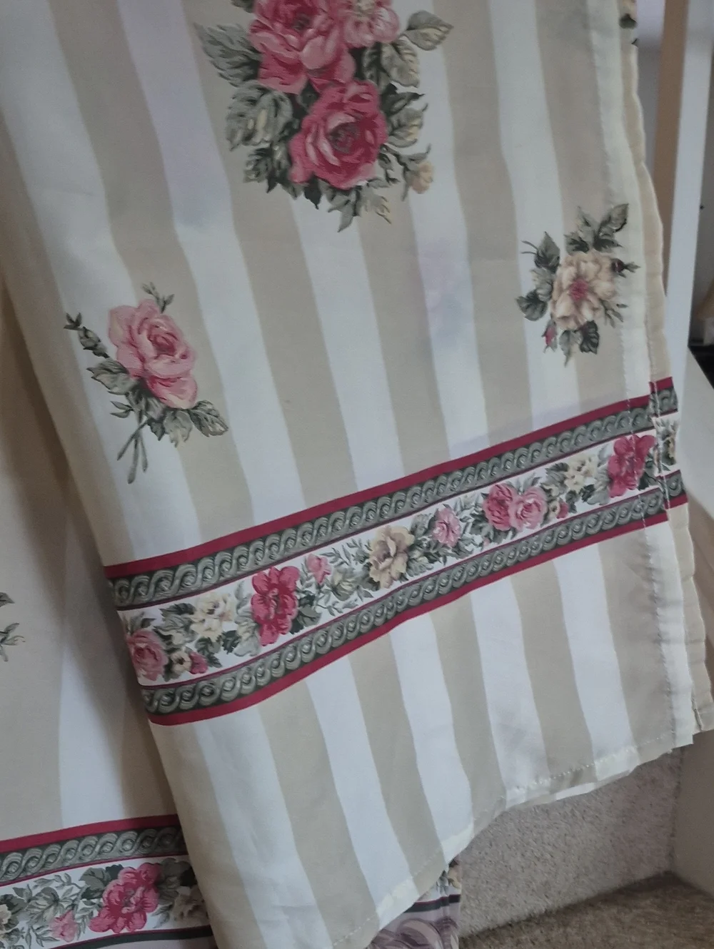 Springs Home Floral Stripe Shower Curtain Panel - Cream and Pink